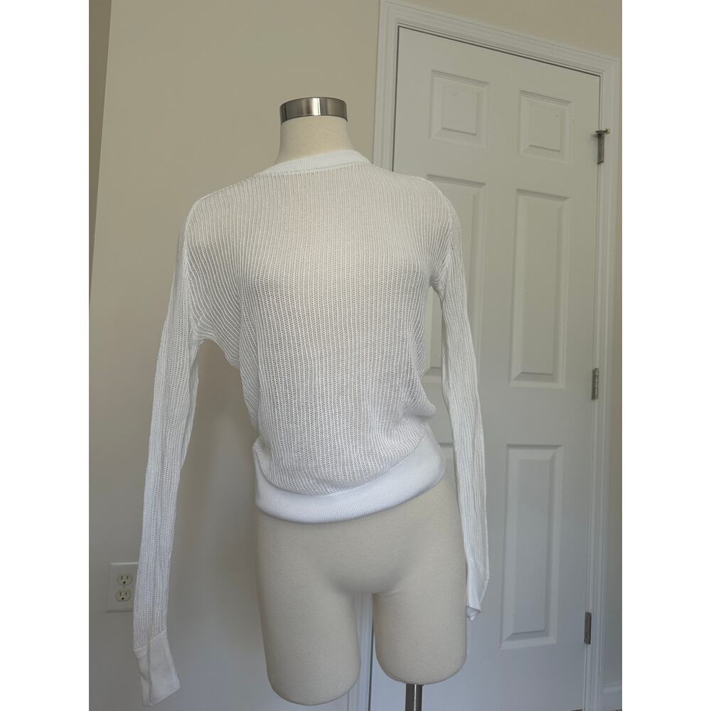 Zara white ribbed see through slouchy sweater top, size small